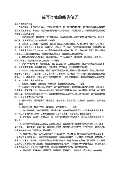 描写肖像的经典句子