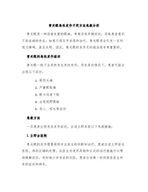 青光眼急性发作不同方法急救分析