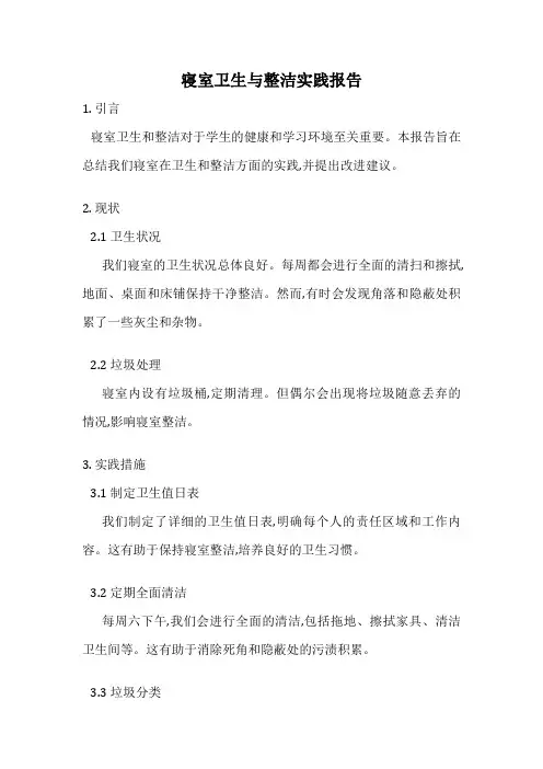 寝室卫生与整洁实践报告