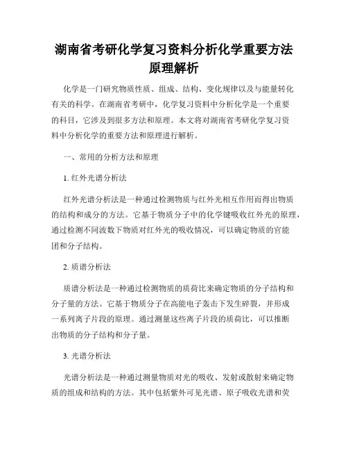 湖南省考研化学复习资料分析化学重要方法原理解析