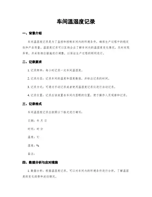 车间温湿度记录