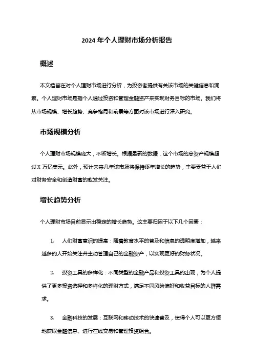 2024年个人理财市场分析报告
