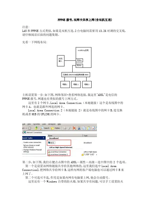 PPPOE拨号,双网卡共享上网（含双机互连）