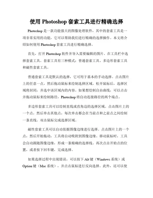 使用Photoshop套索工具进行精确选择