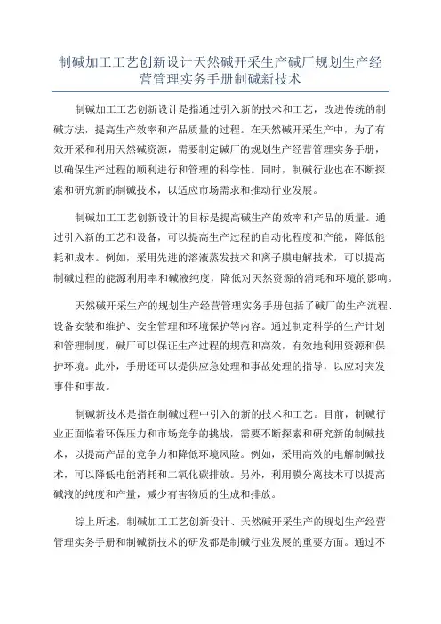 制碱加工工艺创新设计天然碱开采生产碱厂规划生产经营管理实务手册制碱新技术