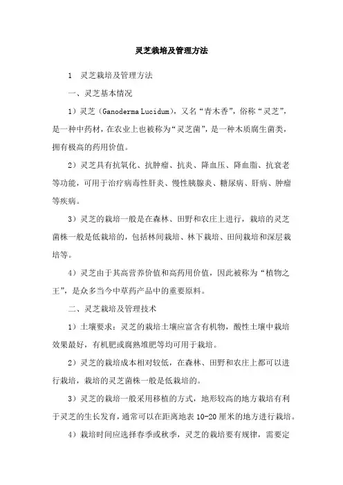 灵芝栽培及管理方法