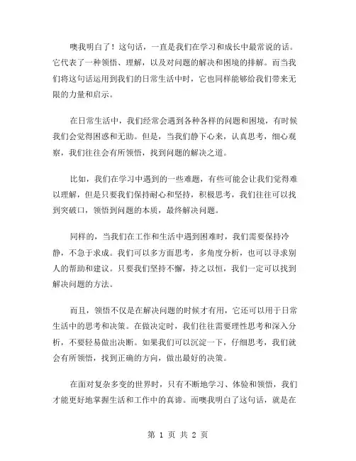 噢我明白了作文范文