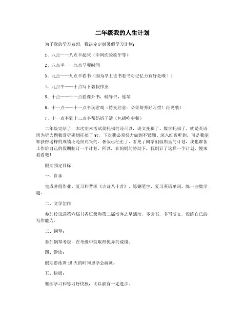 二年级我的人生计划