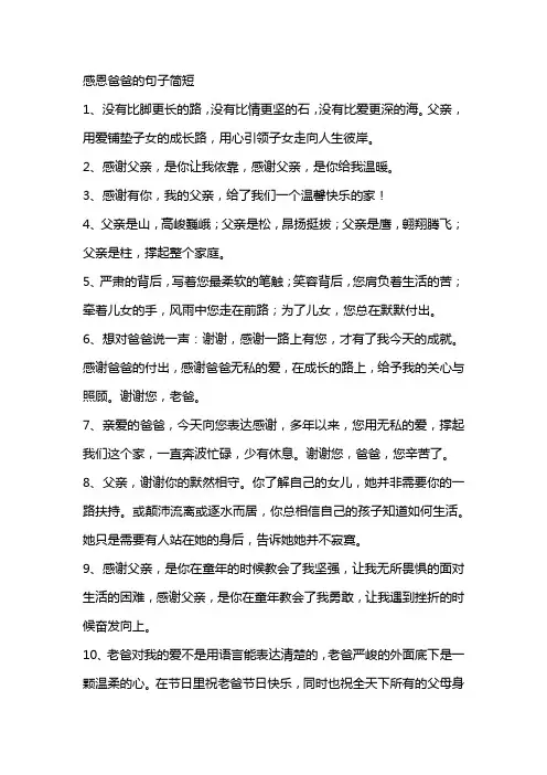 感恩爸爸的句子简短