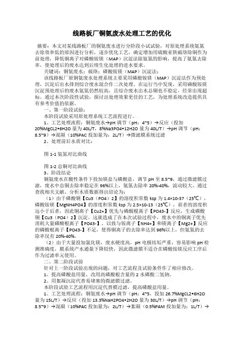 线路板厂铜氨废水处理工艺的优化