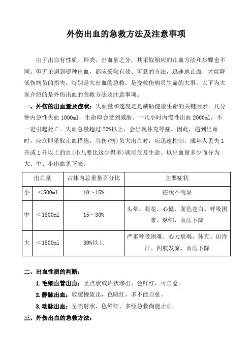 外伤出血的急救方法及注意事项