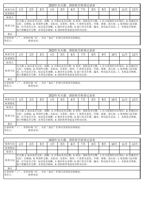 灭火器、消防栓月检查记录表
