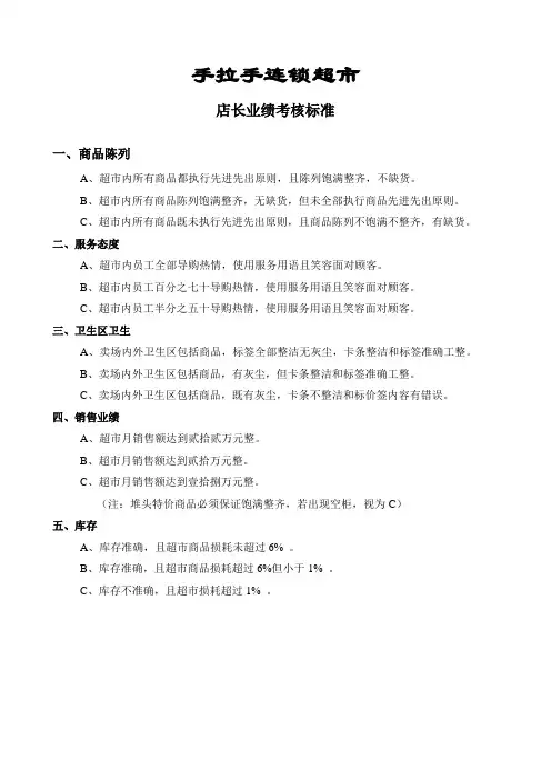 店长业绩考核标准