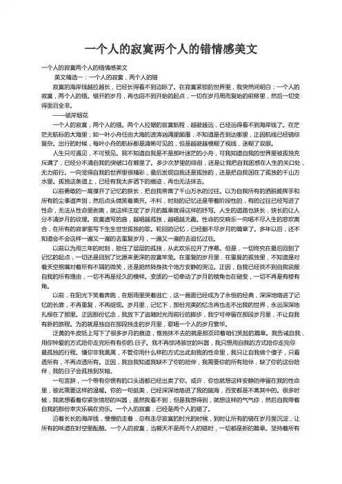 一个人的寂寞两个人的错情感美文