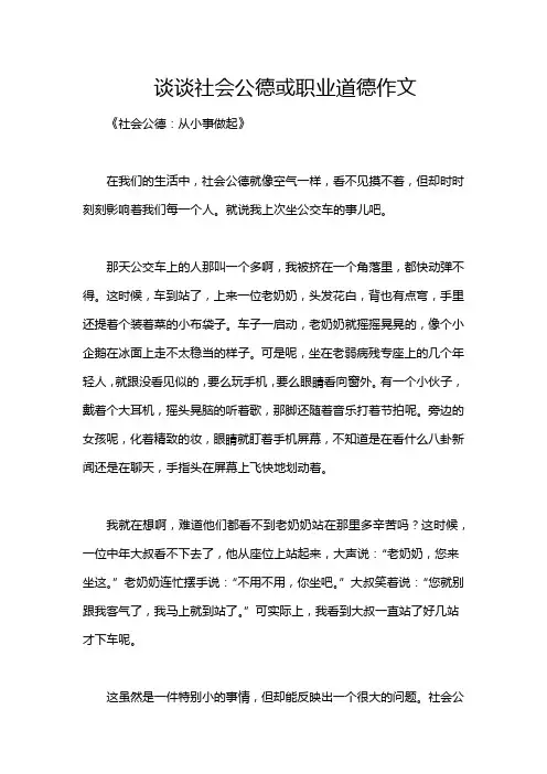 谈谈社会公德或职业道德作文
