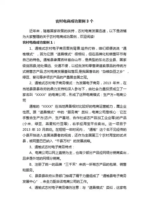 农村电商成功案例3个
