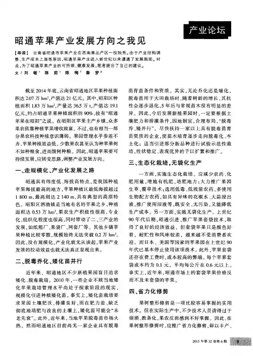 昭通苹果产业发展方向之我见