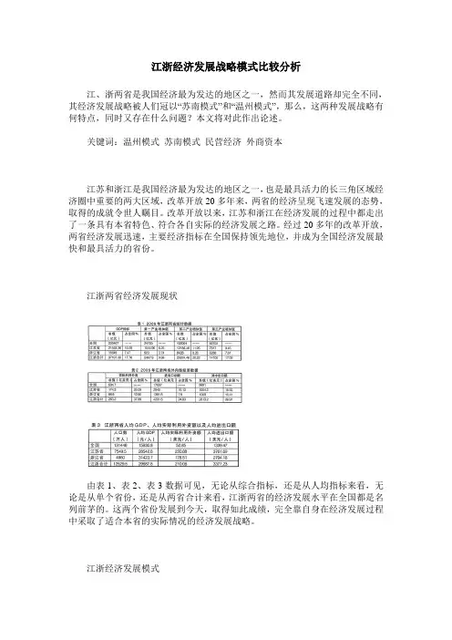 江浙经济发展战略模式比较分析