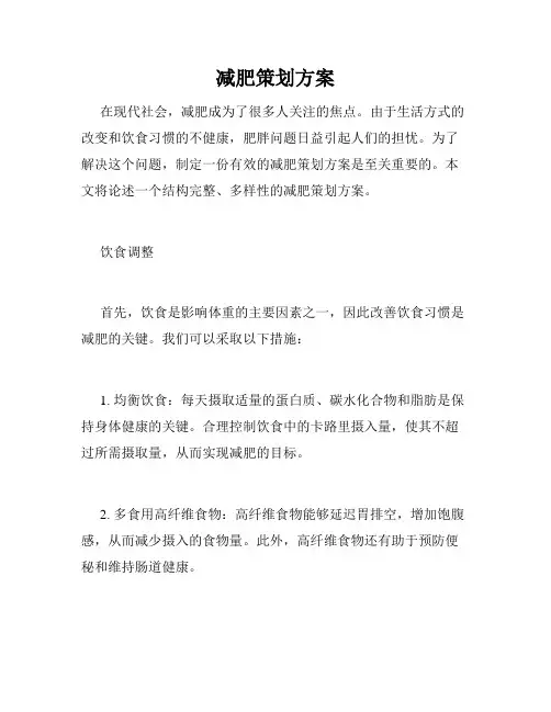 减肥策划方案