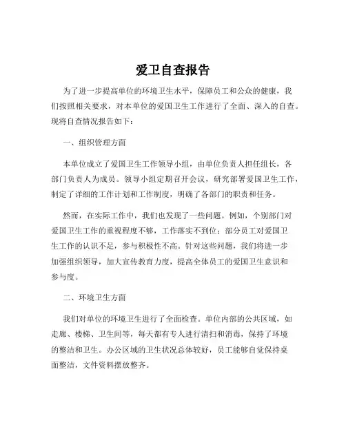 爱卫自查报告
