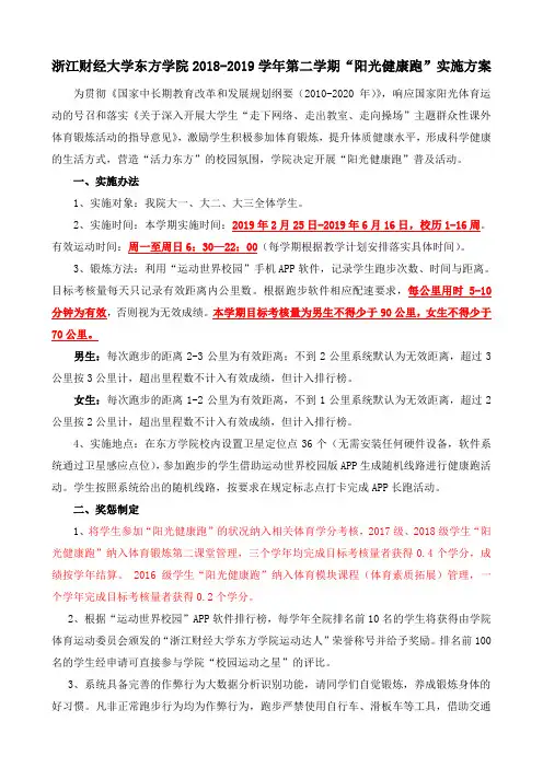 浙江财经大学东方学院2018-2019学年第二学期阳光健康跑