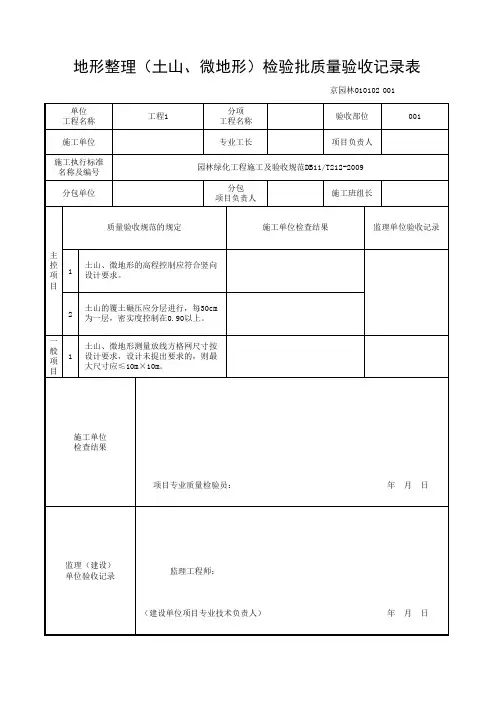 地形整理(土山、微地形)检验批质量验收记录表