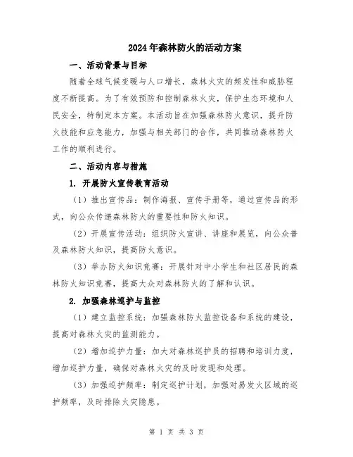 2024年森林防火的活动方案