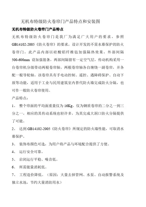 无机布特级防火卷帘门产品特点和安装图