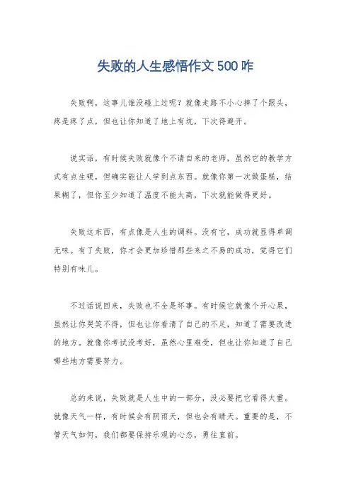 失败的人生感悟作文500咋