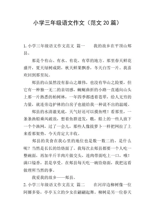 小学三年级语文作文(范文20篇)