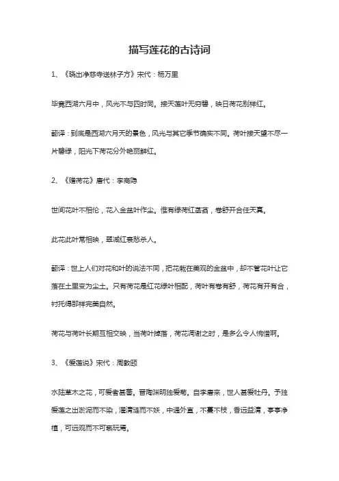 描写莲花的诗句古诗大全