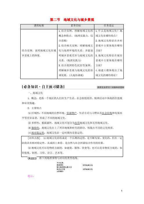_新教材高中地理第2单元乡村与城镇第2节地域文化与城乡景观学案鲁教版必修第二册