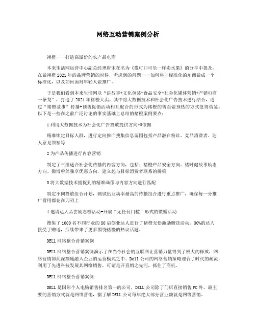 网络互动营销案例分析