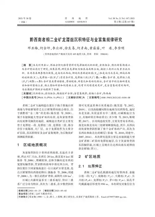 黔西南者相二金矿龙潭组沉积特征与金富集规律研究