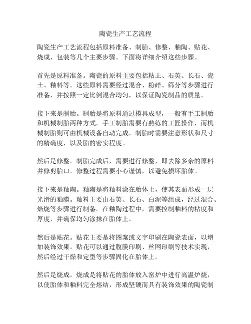陶瓷生产工艺流程