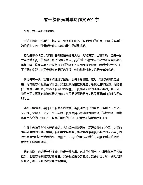 有一缕阳光叫感动作文600字