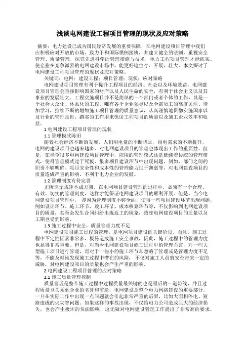 浅谈电网建设工程项目管理的现状及应对策略