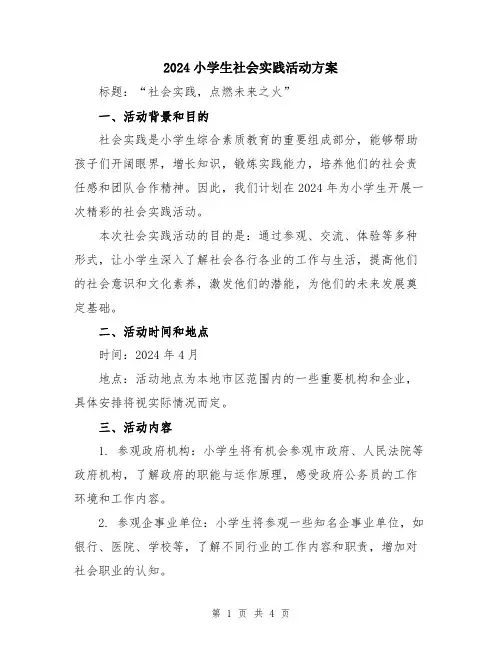 2024小学生社会实践活动方案