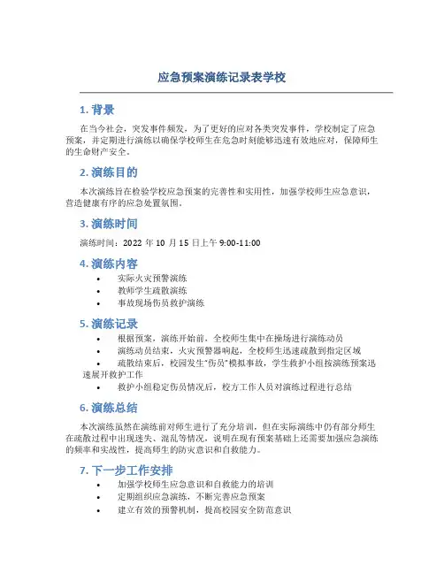 应急预案演练记录表学校