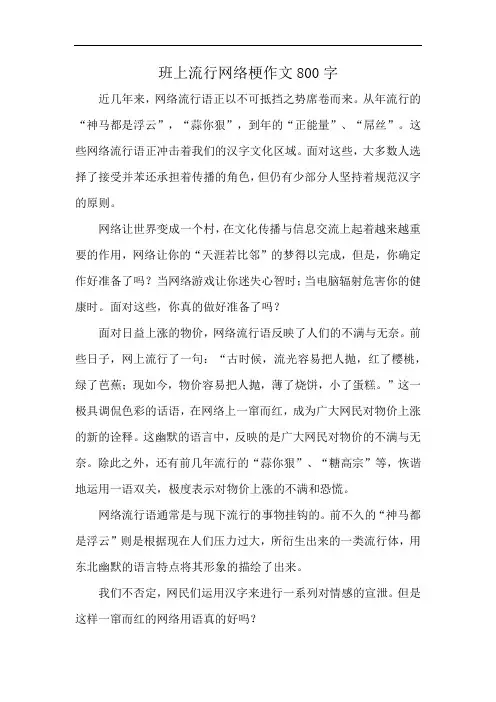班上流行网络梗作文800字