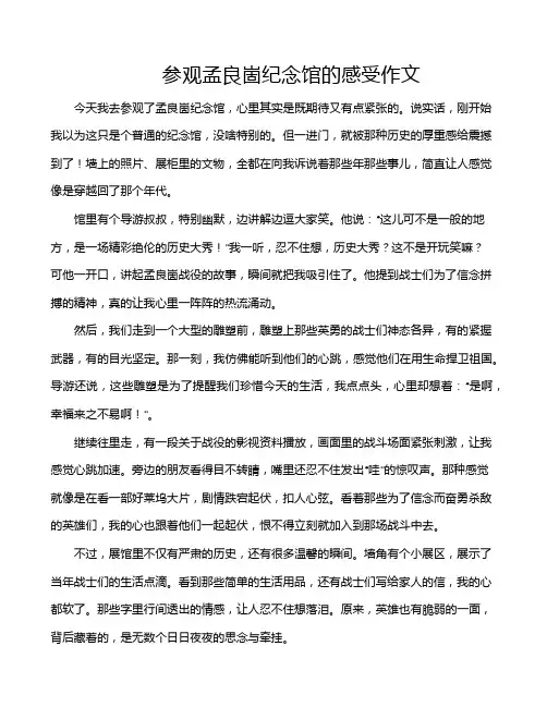 参观孟良崮纪念馆的感受作文