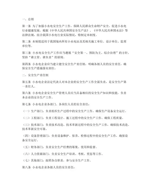 小水电安全生产责任制度