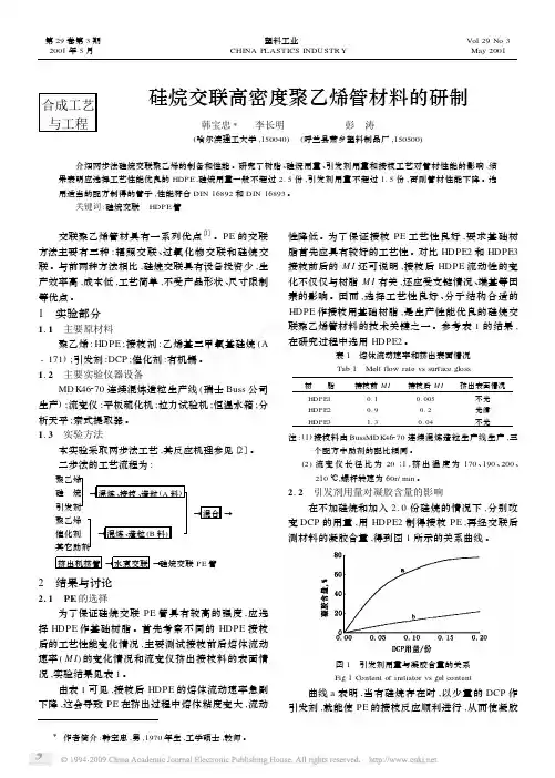 硅烷交联高密度聚乙烯管材料的研制