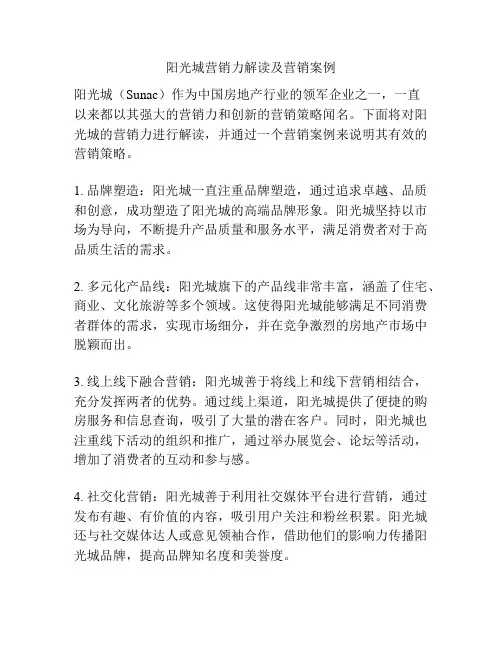 阳光城营销力解读及营销案例