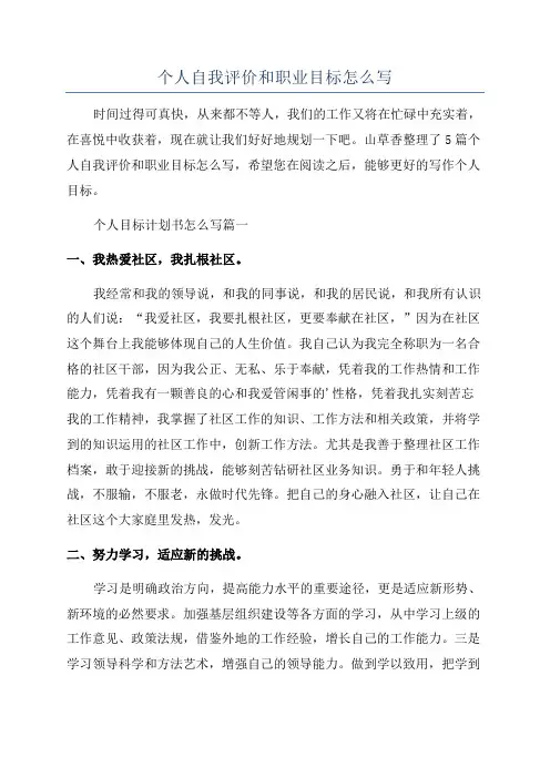 个人自我评价和职业目标怎么写