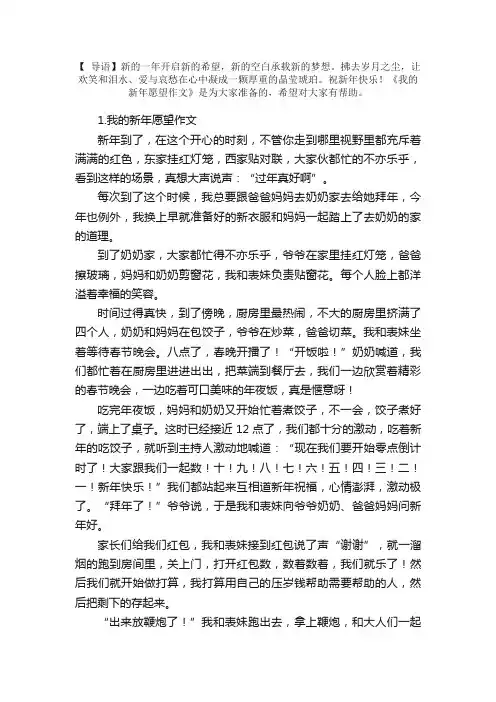 我的新年愿望作文范文（5篇）