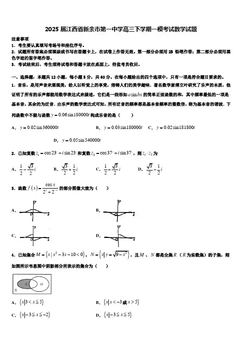 2025届江西省新余市第一中学高三下学期一模考试数学试题含解析