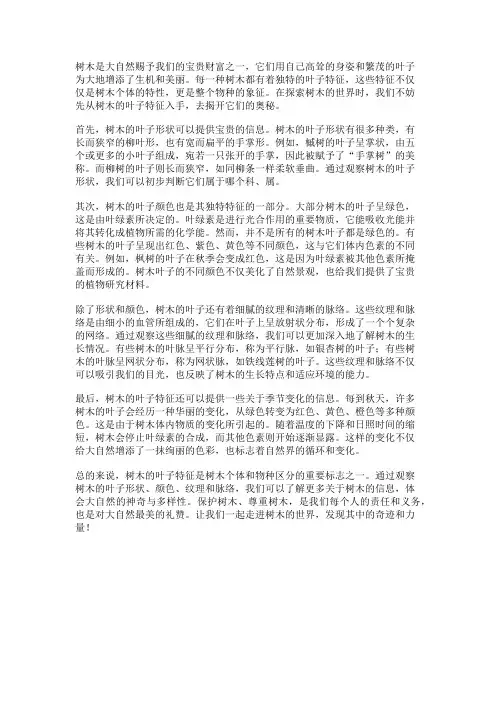 树木的叶子特征