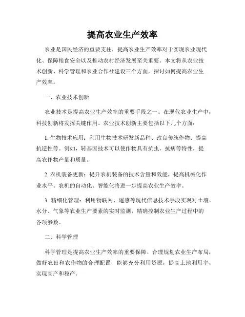 提高农业生产效率