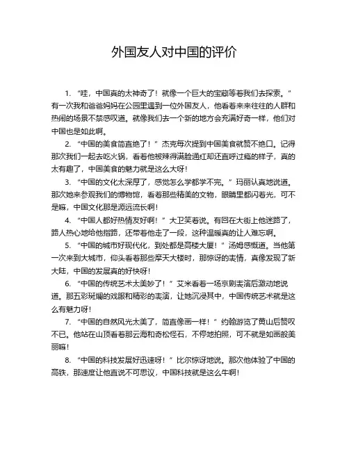 外国友人对中国的评价